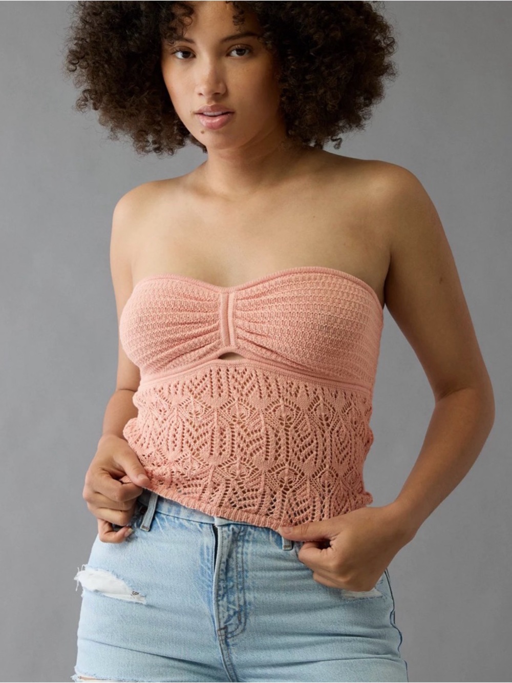 American Eagle Outfitters Crochet Tube Top Cropped Boho